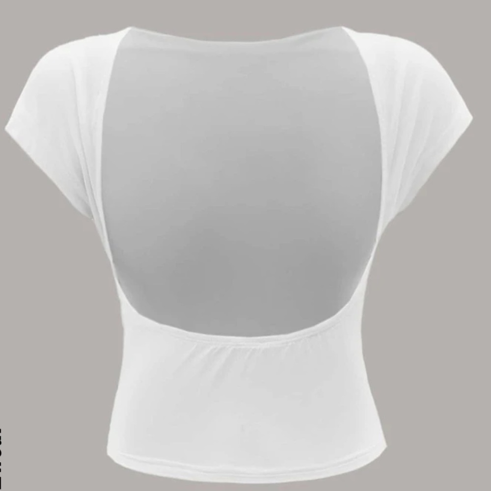 White Backless Batwing Sleeve Tee